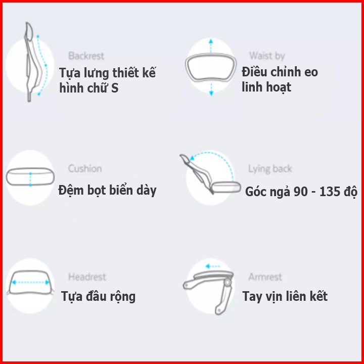 Ghế Công Thái Học Cao Cấp TMS06 Trắng